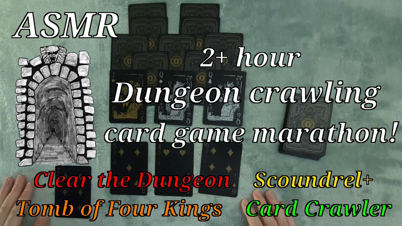 (ASMR) Dungeon-crawling card games - 4 solo games for standard decks
