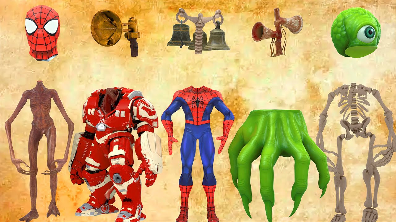 WRONG HEADS SIREN HEAD CRANE, GREEN HOUSE HEAD, TRAFFIK HEAD, THUNDERBOLT, SIREN HEAD POP IT