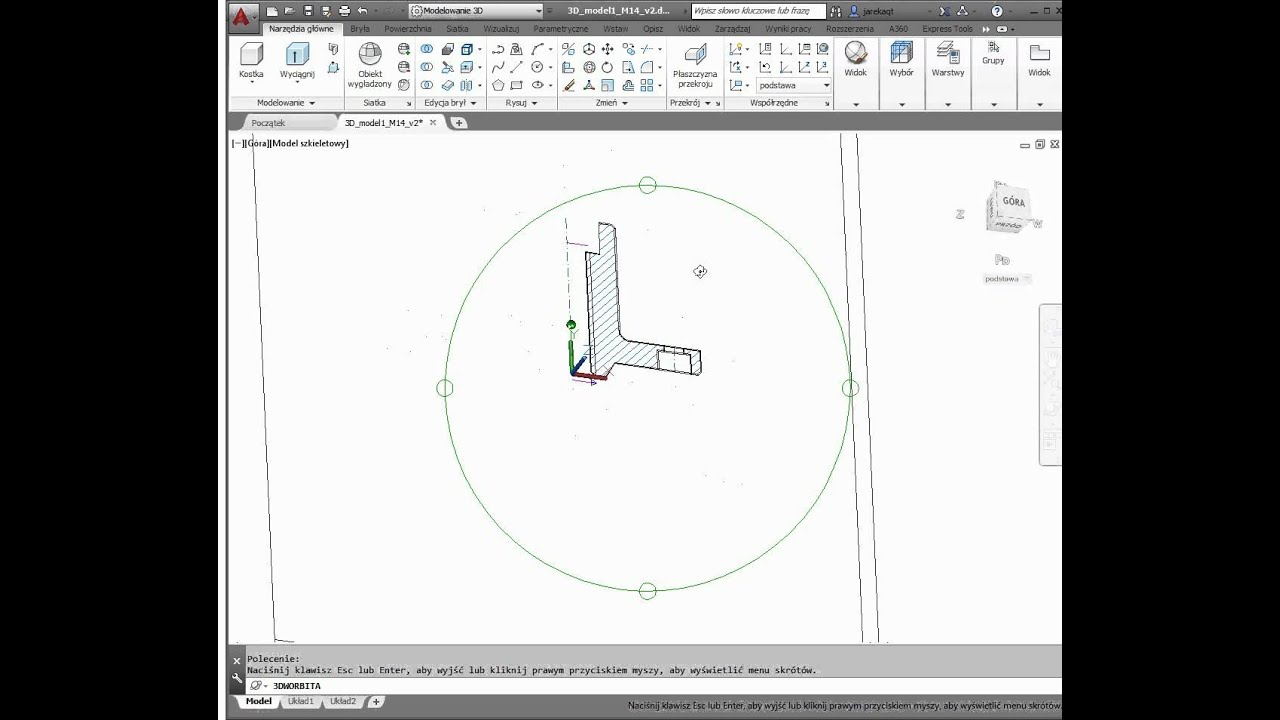 GZK_1_3D (AutoCad 3D 1/7) Model 3D Tworzenie bryły z zarysu 2D, polecenie przekręć