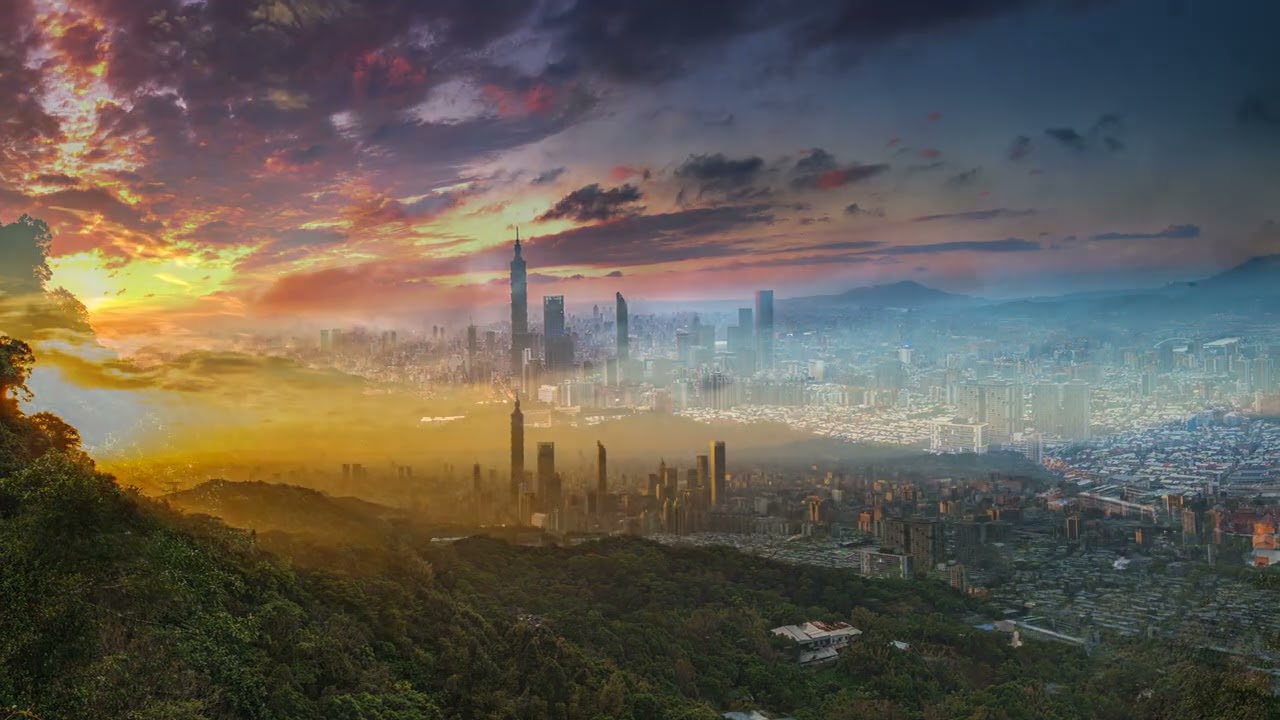 2025.12.24  台北101縮時攝影。日落時分的時候，燃燒的雲朵在天空中綻放出絢麗多彩的光芒，被淋灕盡致的表現，毫無保留!
