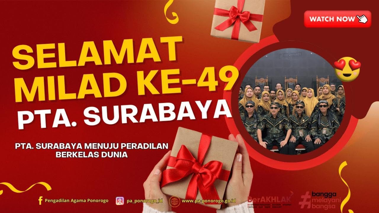 Ucapan Milad ke-49 PTA Surabaya – Pengadilan Agama Ponorogo