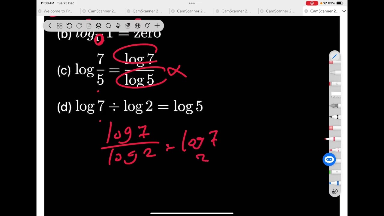 Grade 11 exercise 11 some properties of logarithms by Mr Romany 