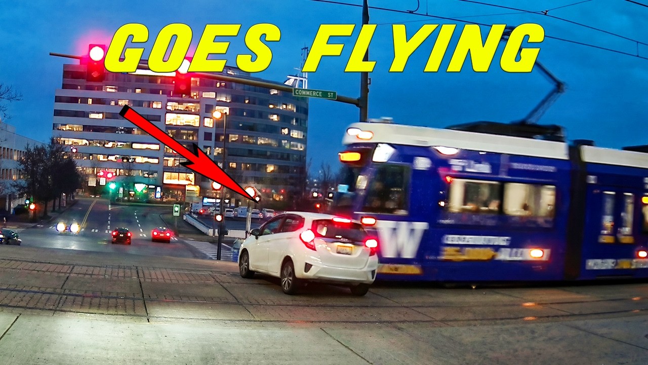 IDIOT LEARNED THE HARD WAY THEY SHOULDN'T CUT OFF A SPEEDING TRAM