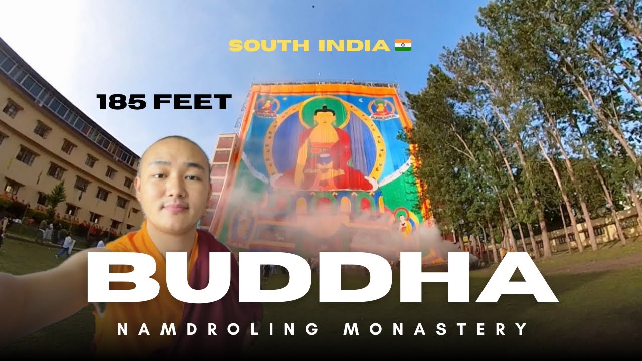 180 feet image of Buddha.🙏🏻💐 Qp Bhutia Vlogs | Karnataka | monk lifestyle vlogs