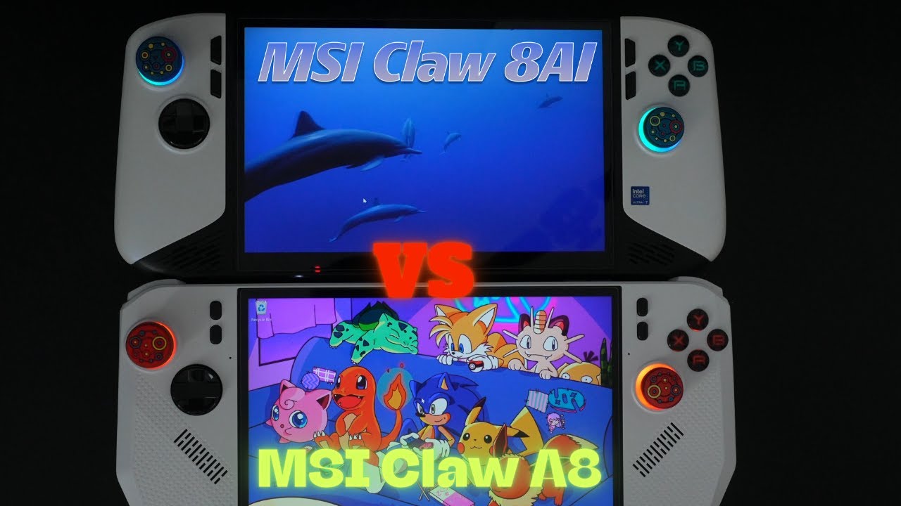 MSI Claw A8 vs MSI Claw 8 AI+ – Turned On! (Side-by-Side Look)