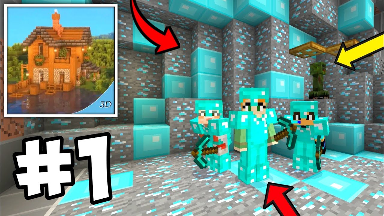 World Block Minicraft 3d Infinite Diamonds Glitch 😂 Multiplayer Survival Series Part 1