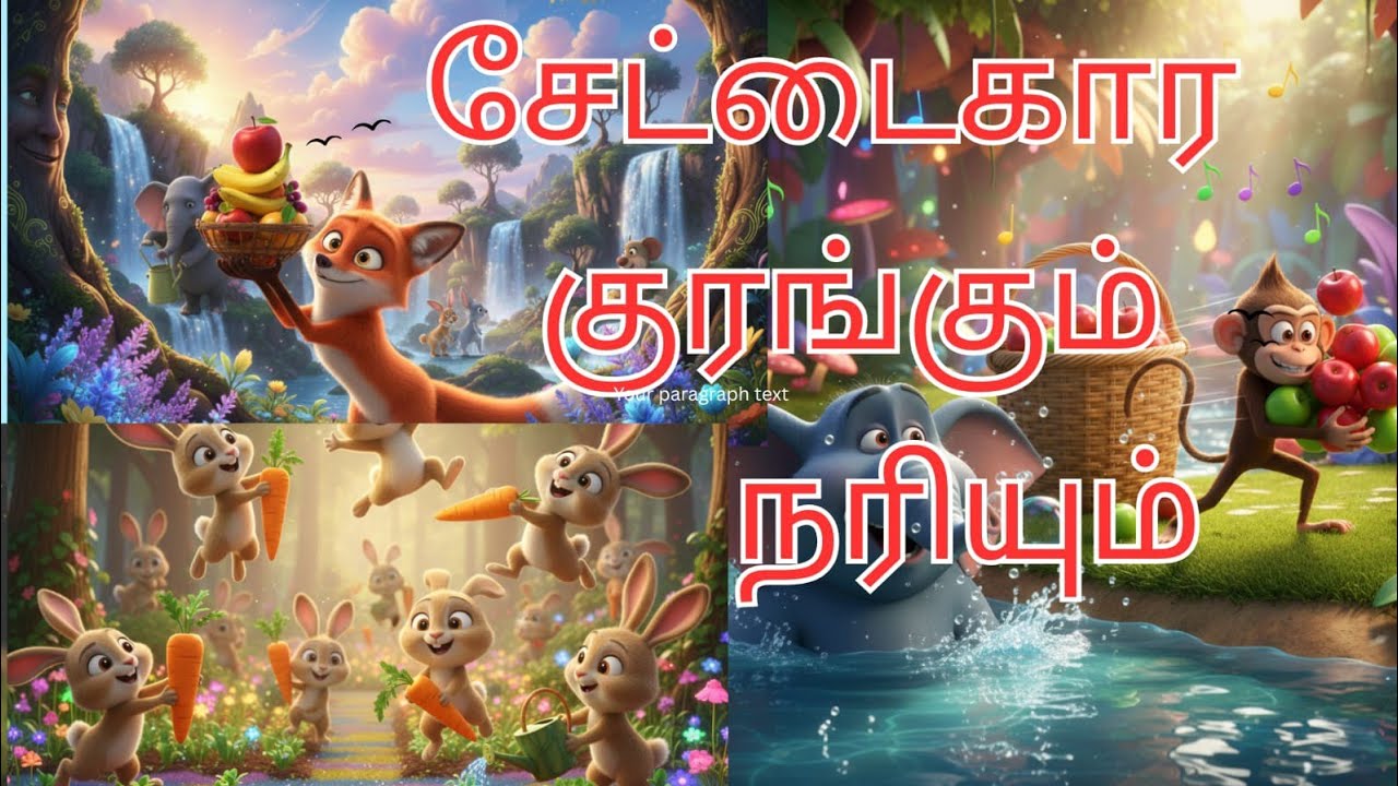 Kids Tamil stories # திருட்டு குரங்கும் நரியும் #குட்டி குட்டி கதைகள் @ guru Vedha kids🥳