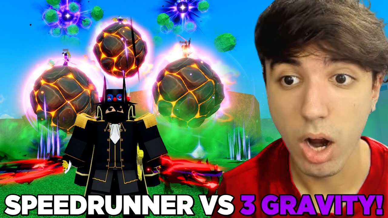 SPEEDRUNNER VS 3 CAÇADORES COM NOVA GRAVITY NO BLOX FRUITS!