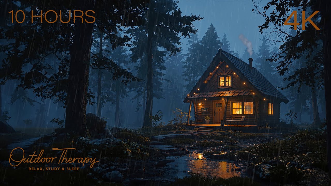 Cozy Cabin Thunderstorm | Relaxing Rain & Thunder Ambience to Calm Your Noisy Mind [4K] 10 Hours