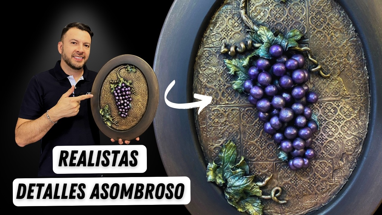 Cuadro De Uvas con Porcelana Fría y Sellos Decorativos ( TUTORIAL COMPLETO )