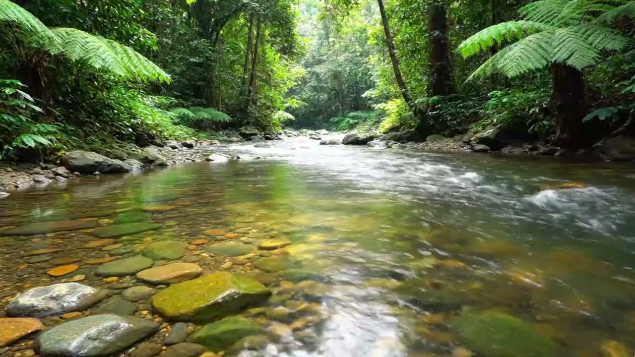 River Flow & Forest Birds Chirping | Gentle Nature Sounds ASMR for Sleep & Meditation