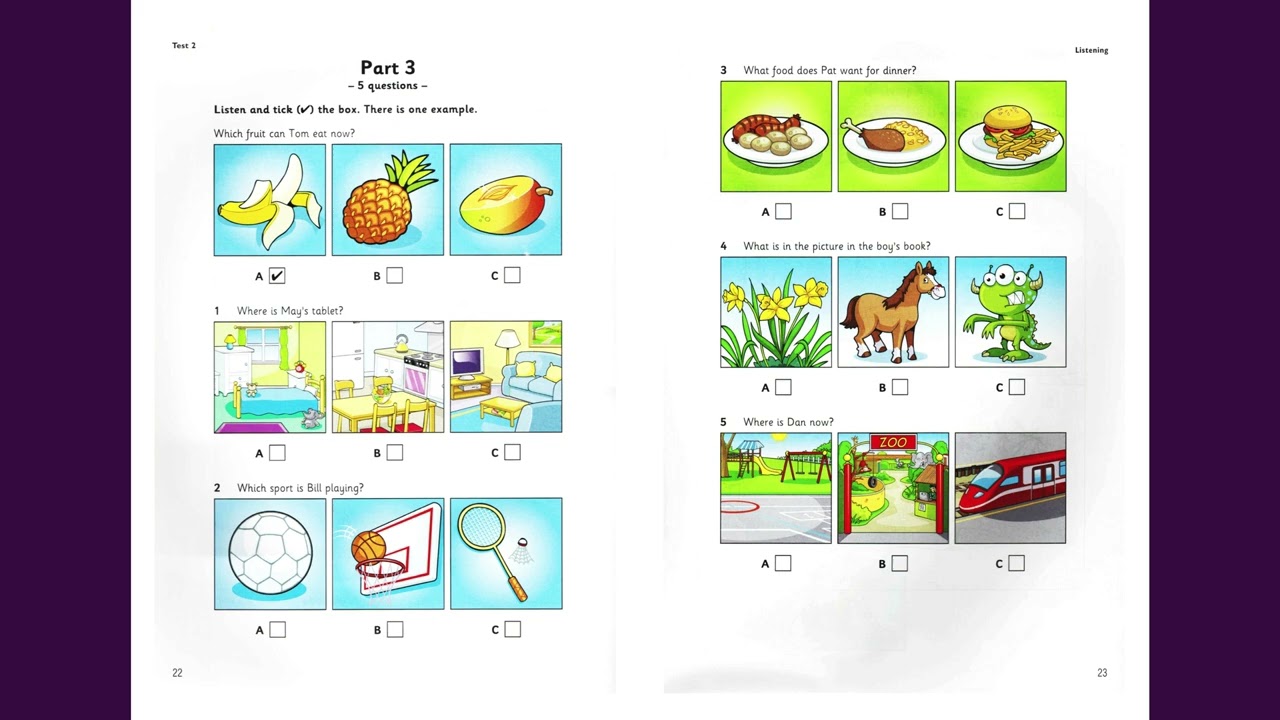 LISTENING • CAMBRIDGE STARTERS AUTHENTIC EXAMINATION PAPER 2 TEST 2 | Luyện Nghe STARTERS