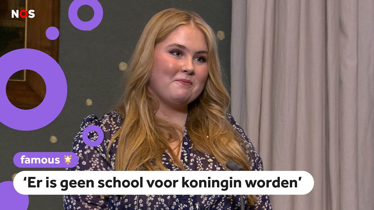 Amalia beantwoordt vragen van Annabelle en andere journalisten