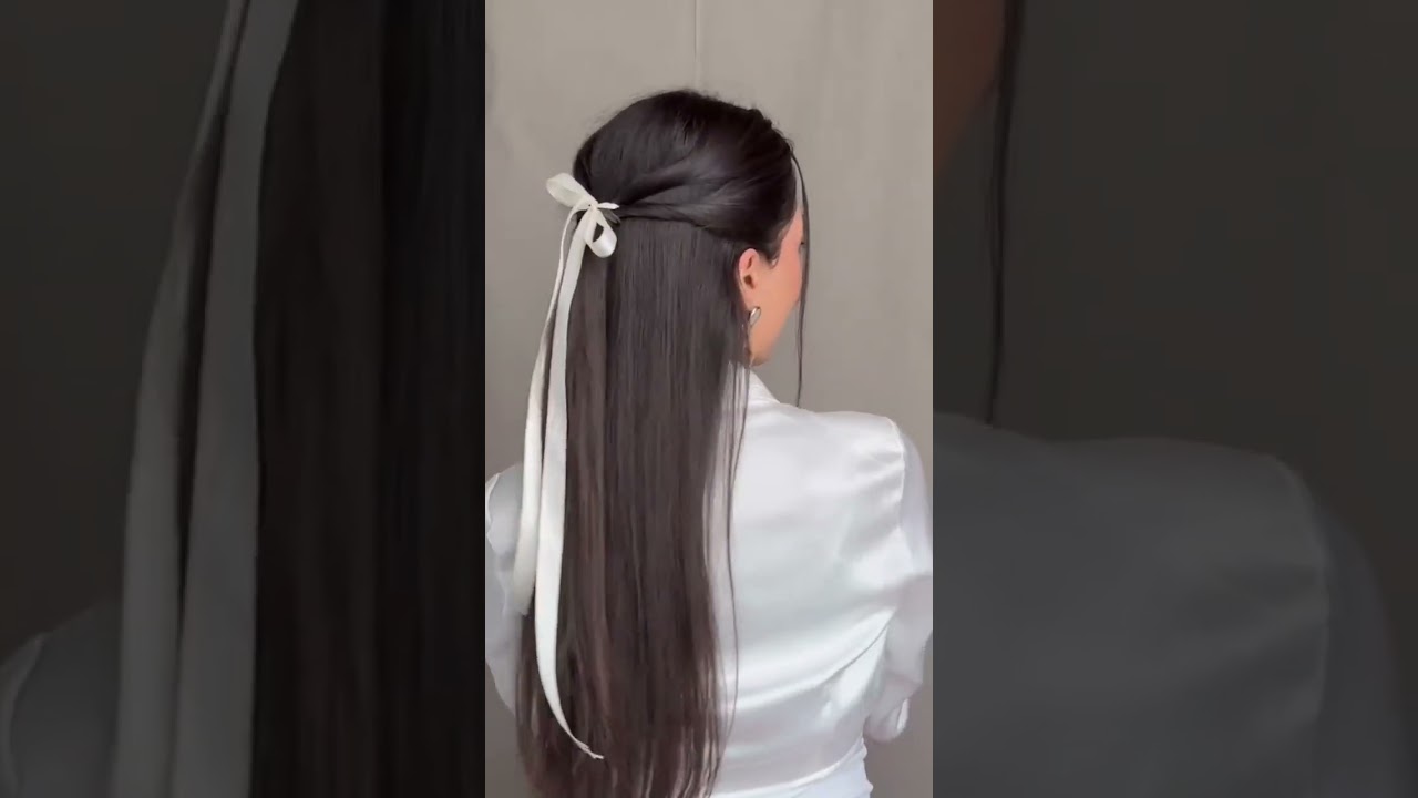 2 easy ribbon bow hairstyle tutorial 💜subscribe for more 💜tiktok video 🦋#hairstyle #bow #korea