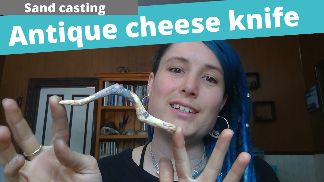 Copper twig handle on antique fish knife - sand casting - tutorial