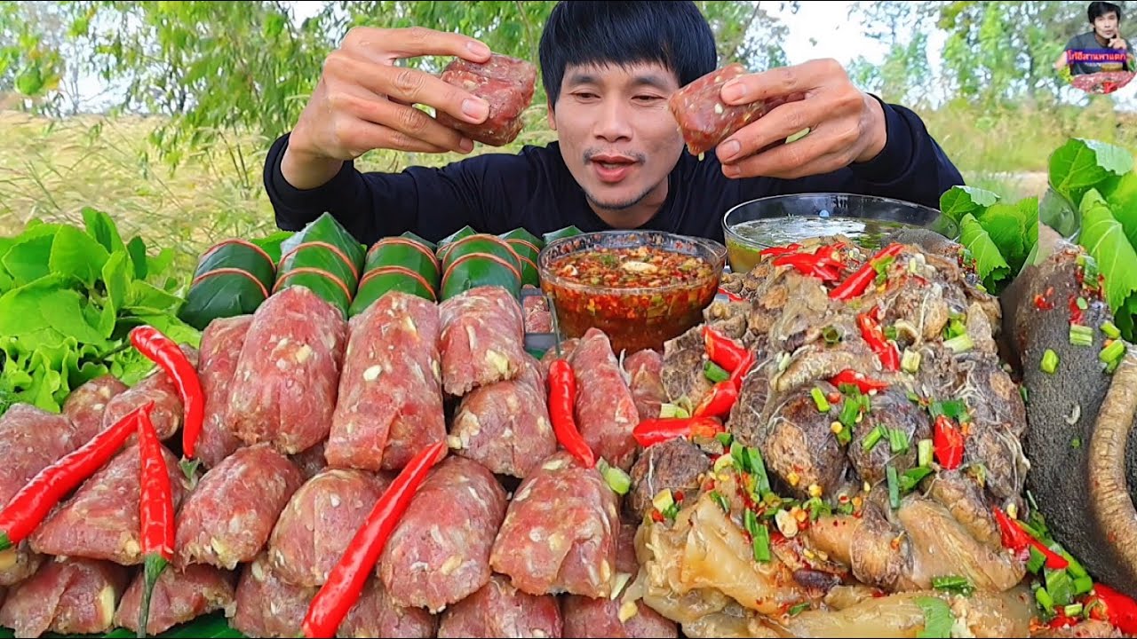 ส้มเนื้อวัวต้มวัวจิ้มแจ่วแกล้มพริกสดแซ่บคักอีหลีครับพี่น้อง ASMR MUKBANG EATING SHOW#โก้อีสานพาแดก 