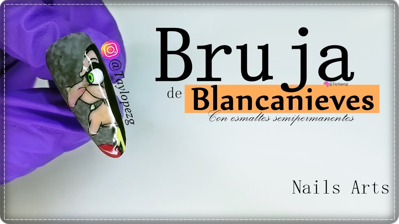 BRUJA DE BLANCANIEVES dibujo a mano alzada con esmaltes permanentes /Designails Tay