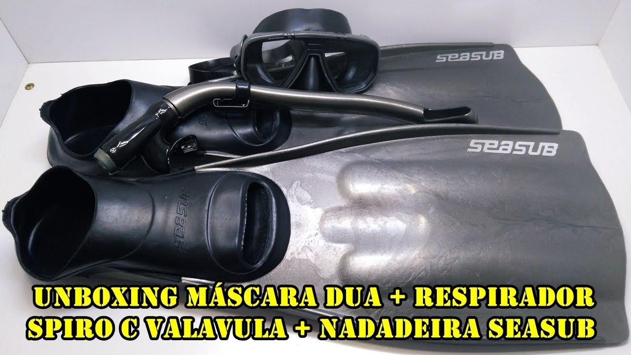 Unboxing Kit M&aacute;scara DUA + Respirador SPIRO C VALAVULA + NADADEIRA SEASUB🏊
