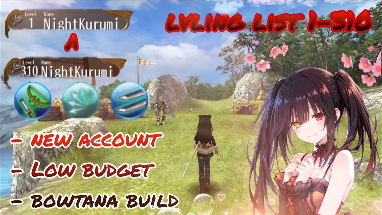 Toram online - update lvling list 1-310 guide cap level bowtana (dual katana) build - yusagi