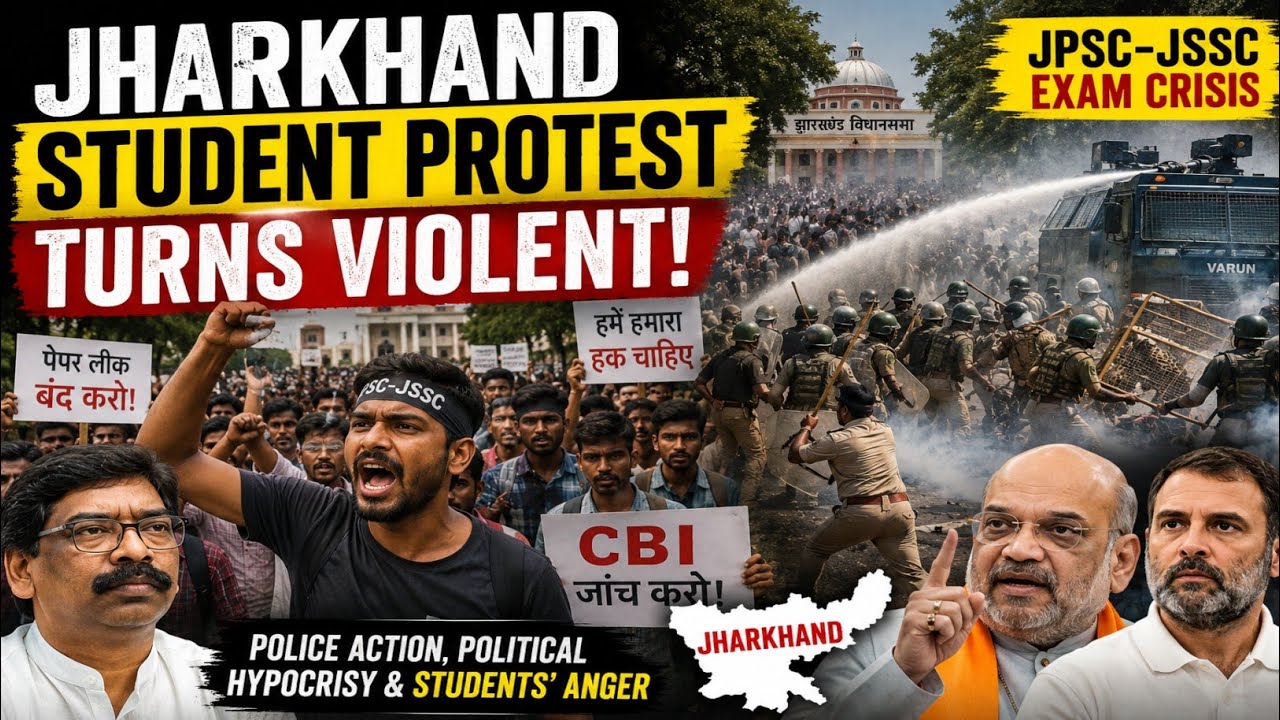 Jharkhand Student Protest Turns Violent | JPSC-JSSC Exam Crisis, Police Action & Political Hypocrisy