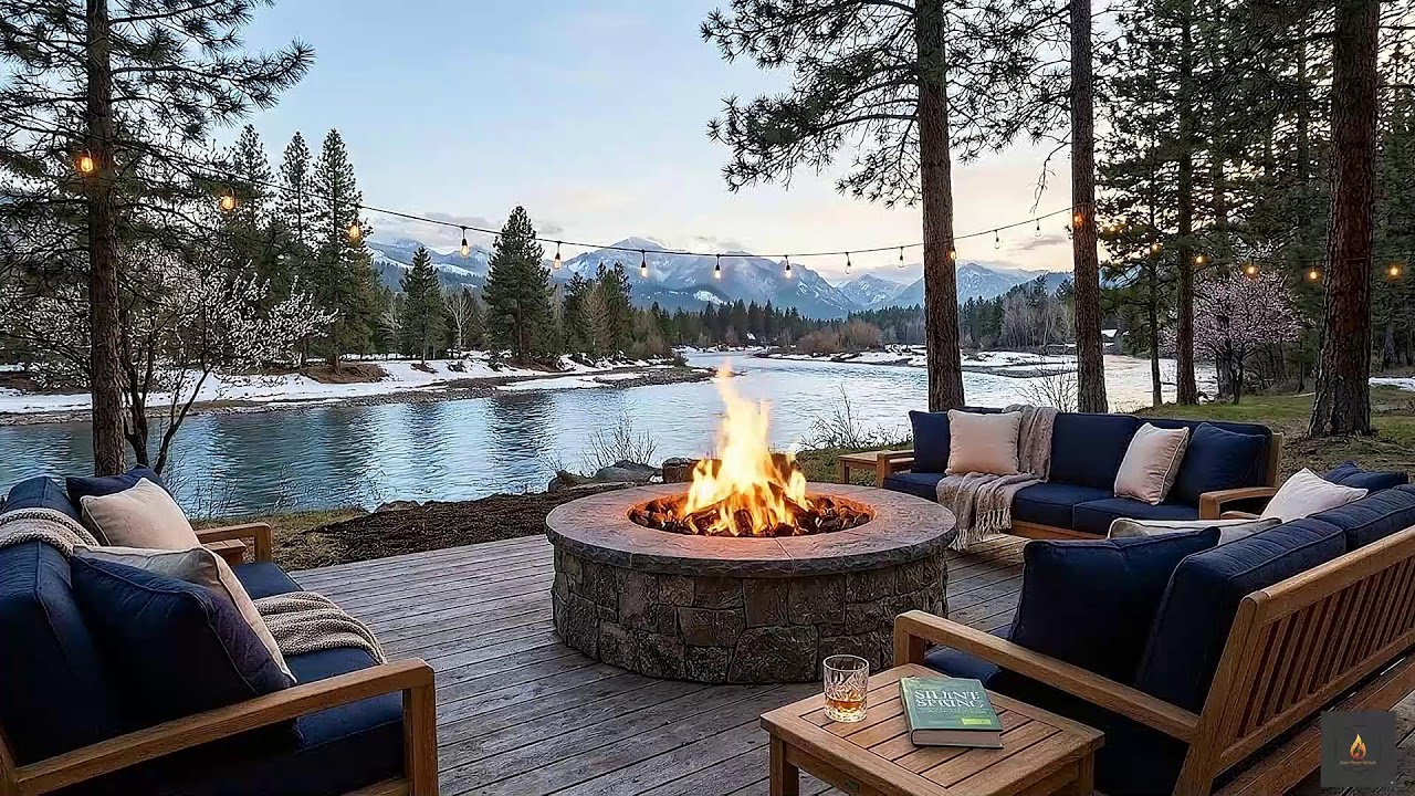 Gentle Breeze Smooth Jazz Fireplace Luxury Riverside Deck River View Deep Sleep & Relax ⛵