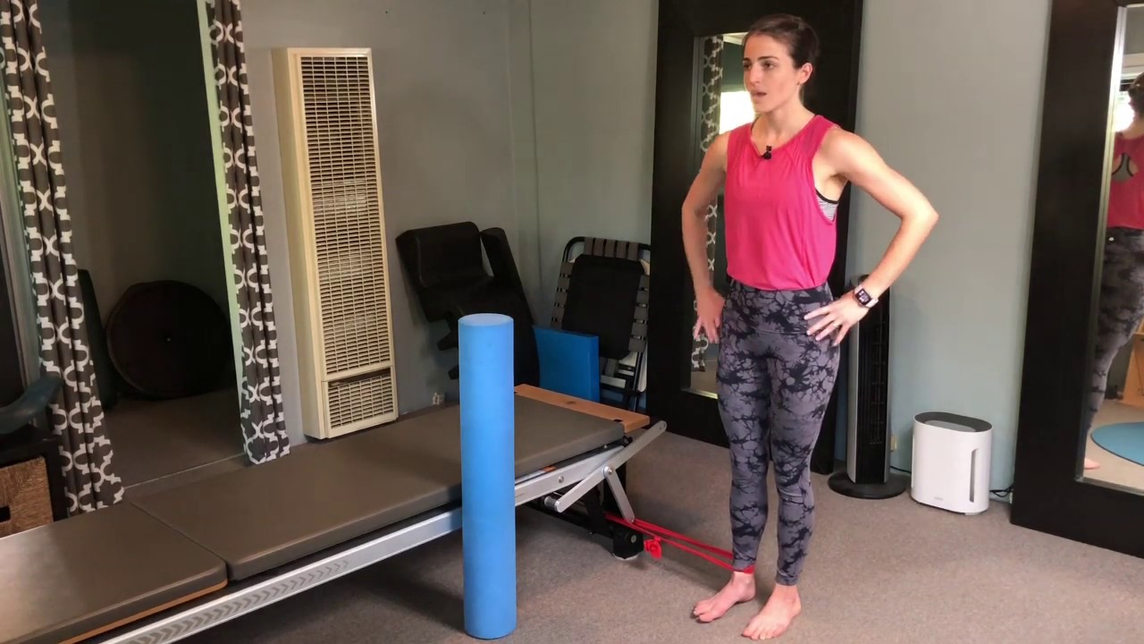 Standing hip adduction for balance and pelvic floor engagement
