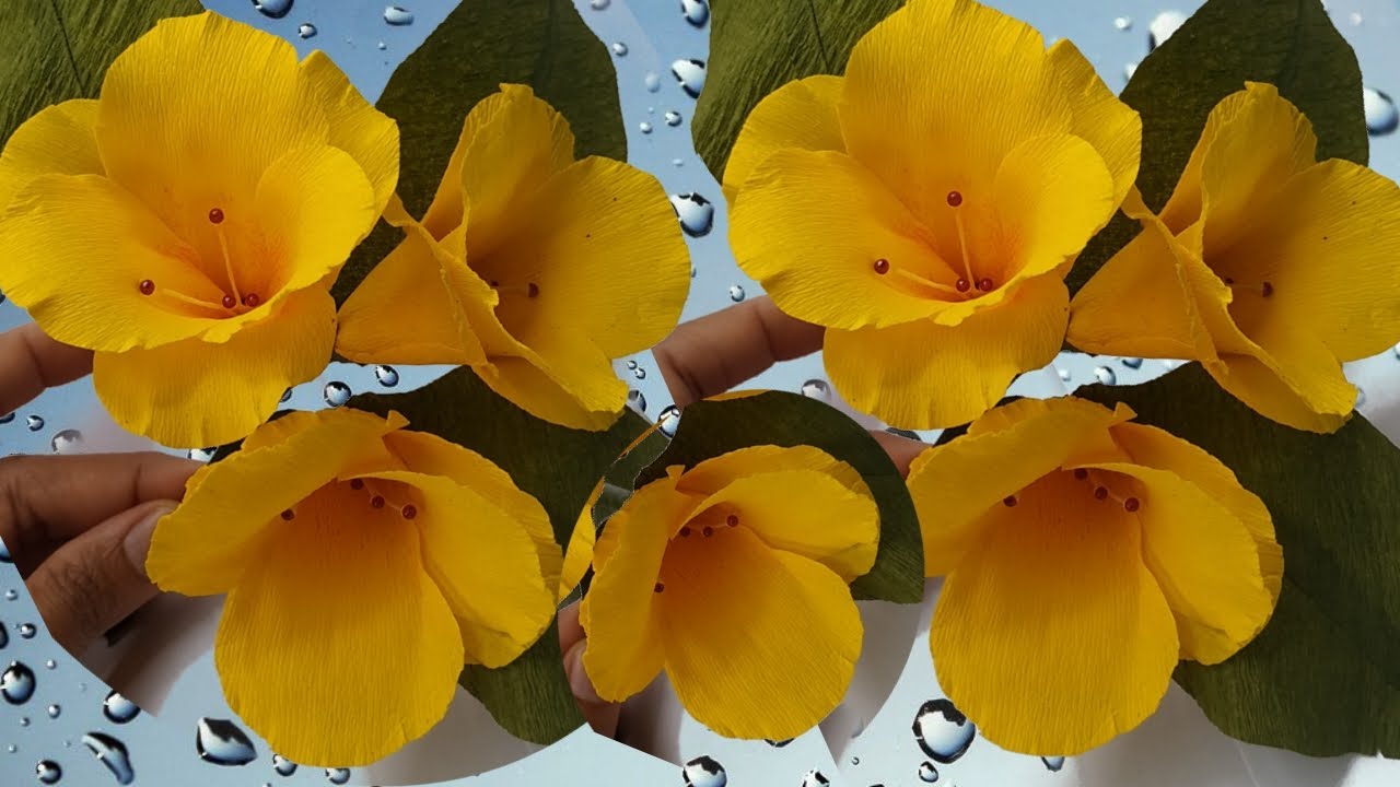 How to make gladiolus paper flower | Paper flower | yellow bell flower |Suhith Arts & Crafts