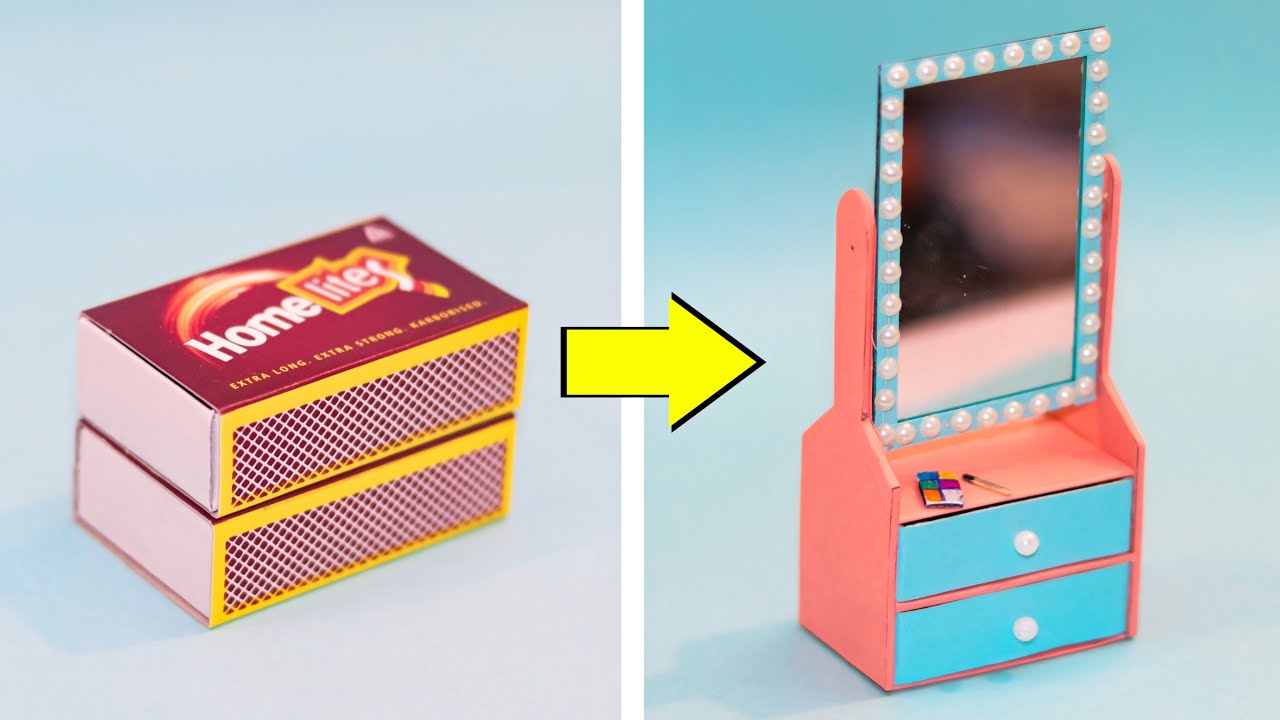 Diy Mini Dressing table with matchbox easy || How to make mini Dressing table from matchbox at home