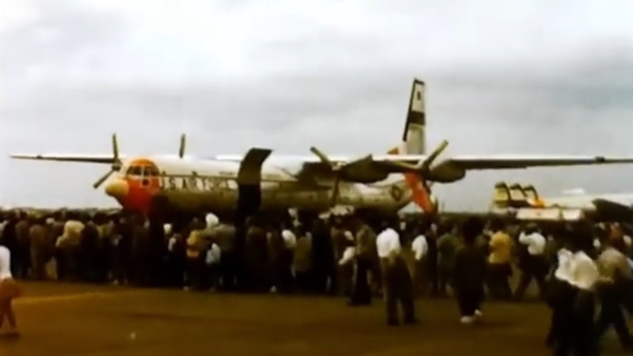 Yokota AFB Japan 1960 Base Picnic - 6100th Supply Squadron - C-124 Globemaster - Kids Parachuting