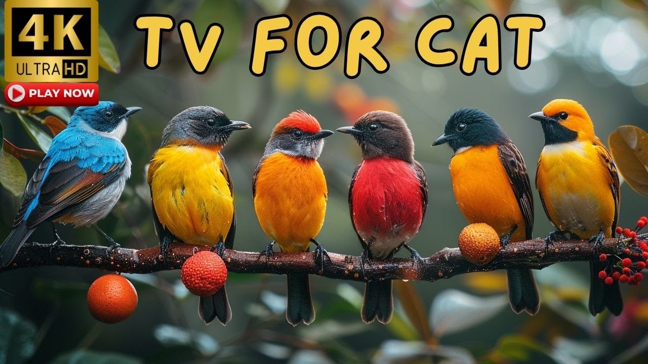 Cat TV for Cats to Watch -  Cute Birds Singing in a Beautiful Sunny Forest | 4K HDR