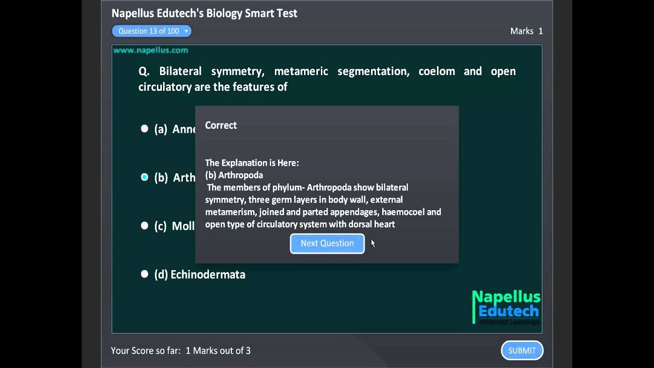 Animal Classification Smart Test 9 , For AIPMT online coaching
