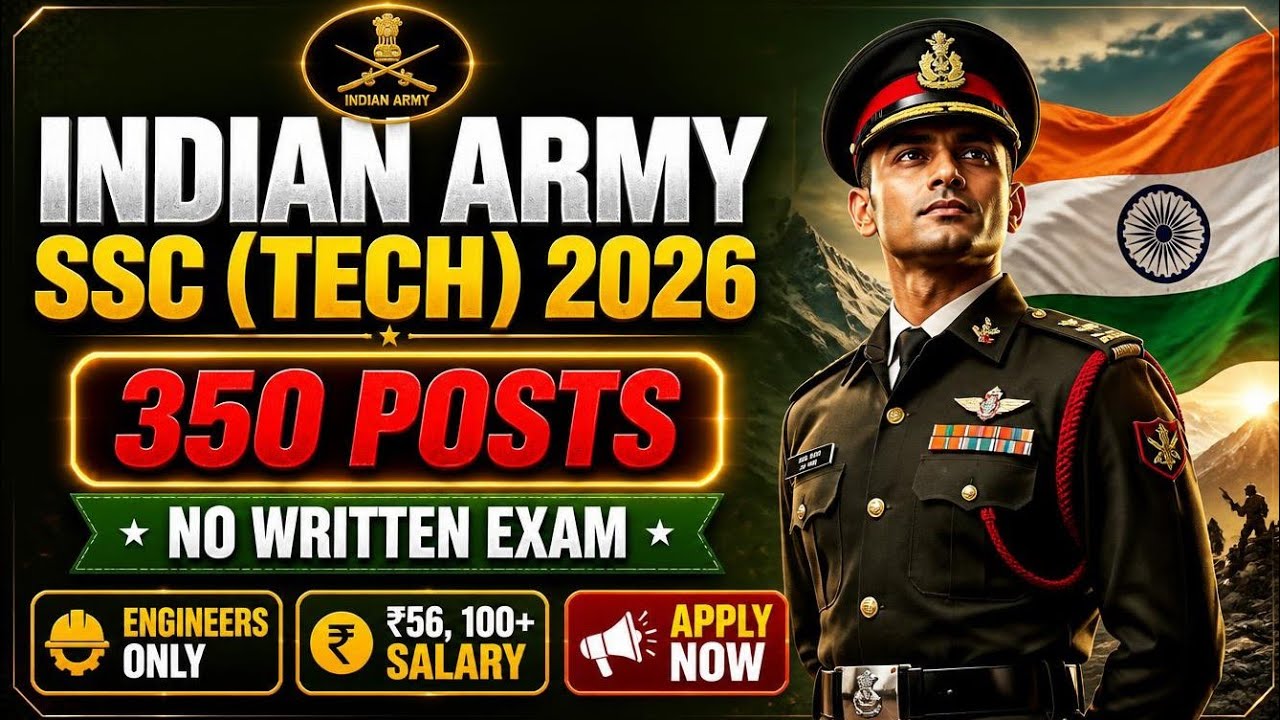 🔥 Indian Army SSC (Tech) Recruitment 2026 | 350 Vacancies | No Written Exam | Apply Now!