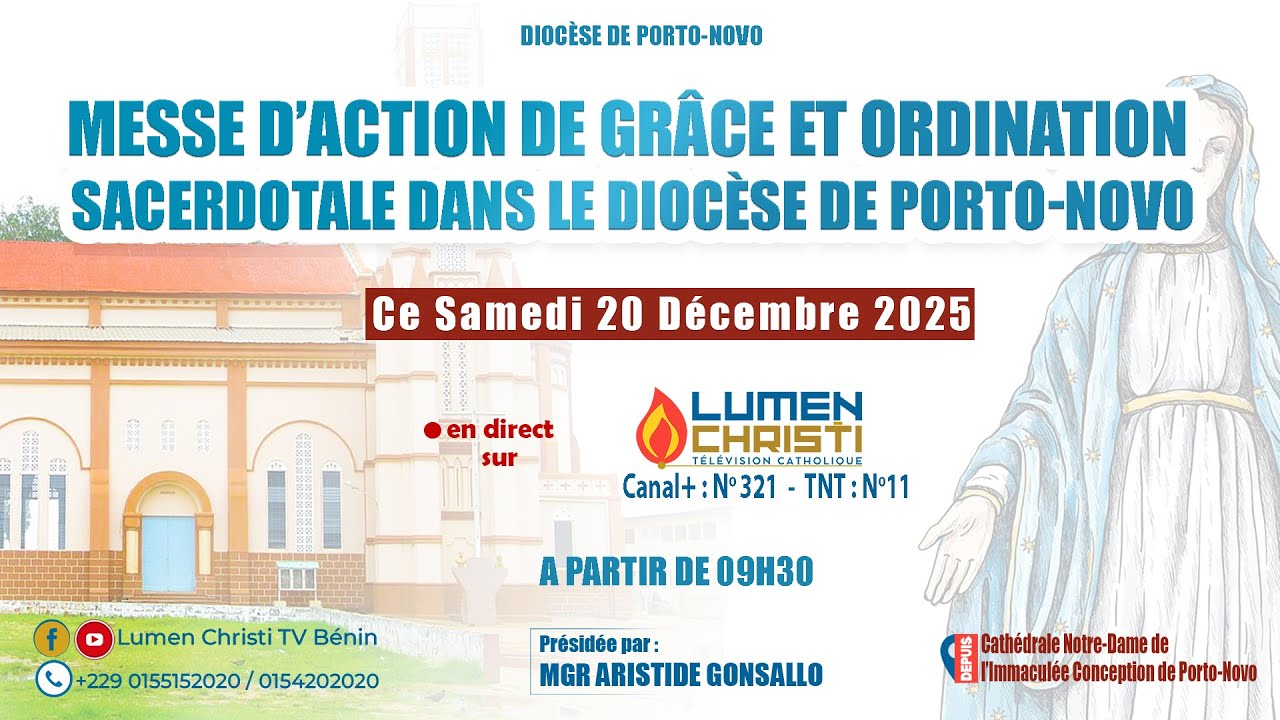 Messe d’action de grâce et Ordination sacerdotale dans le diocèse de Porto-Novo