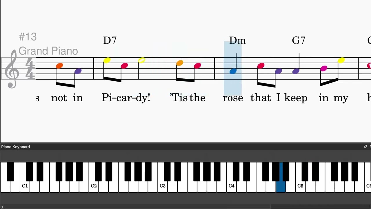 Roses Of Picardy by Fred E. Weatherly - Easy piano tutorials with leadsheet and chords