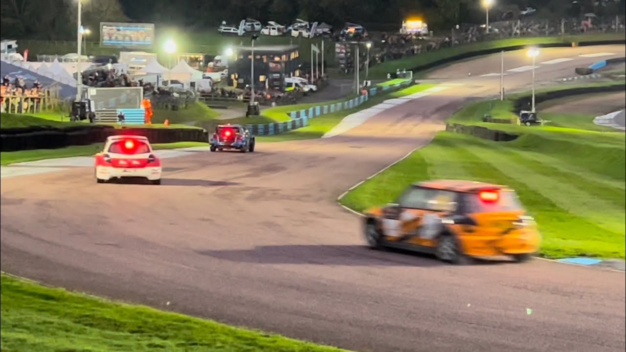 Supernational and BMW Mini 5 Nations Rallycross Cars Floodlit Racing At Lydden Hill