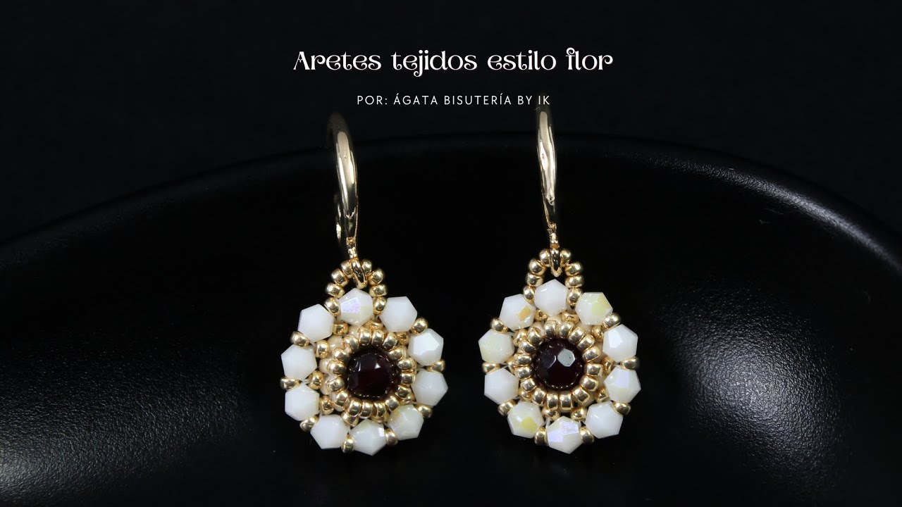 ARETES TEJIDOS ESTILO FLOR 