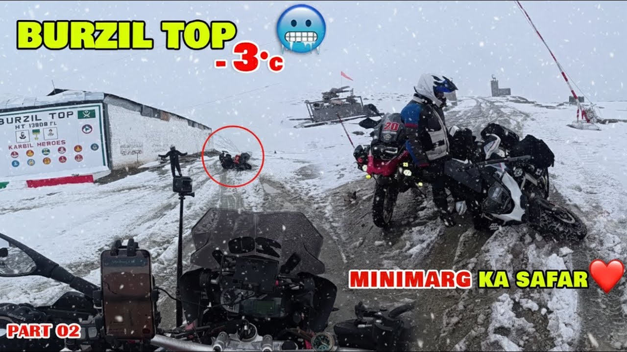 Burzil Top to Minimarg 🥶Bike Stuck -3°C ❄️My Coldest Ride Ever