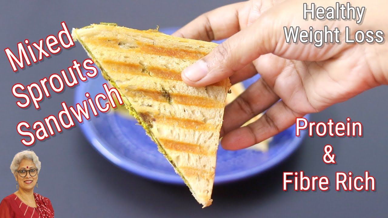 Sprouts Sandwich Recipe - Veg Sandwich  Recipe - Healthy Dinner For Weight Loss | Skinny Recipes