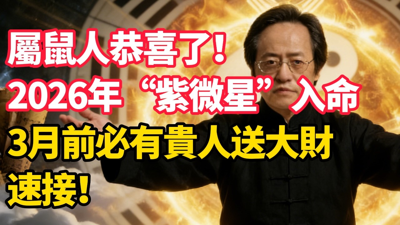 屬鼠人恭喜了！2026年“紫微星”入命，3月前必有貴人送大財，速接！