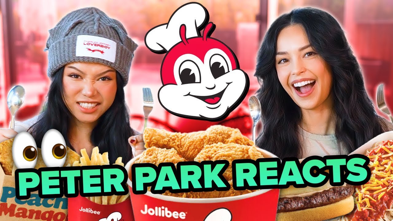 Валькирия и Белла Поарч пробуют ВСЕ блюда из меню Jollibee | Реакция Питера Парка