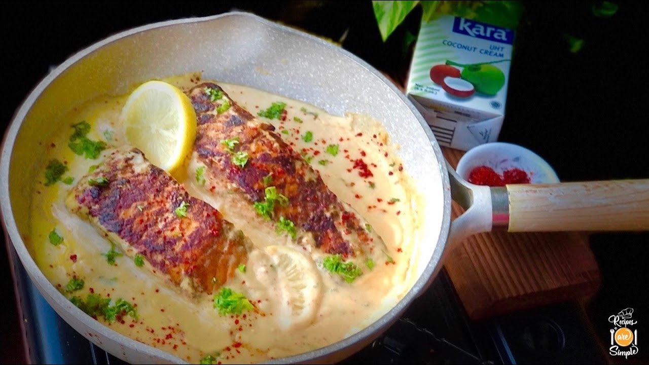 Easy Pan Seared Salmon in Coconut Cream Sauce | Salmon Recipe