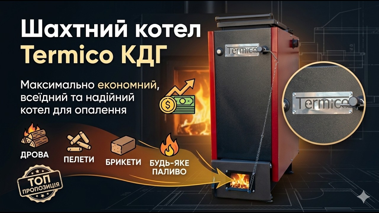 Котел длительного горения. Шахтный котел Termico.