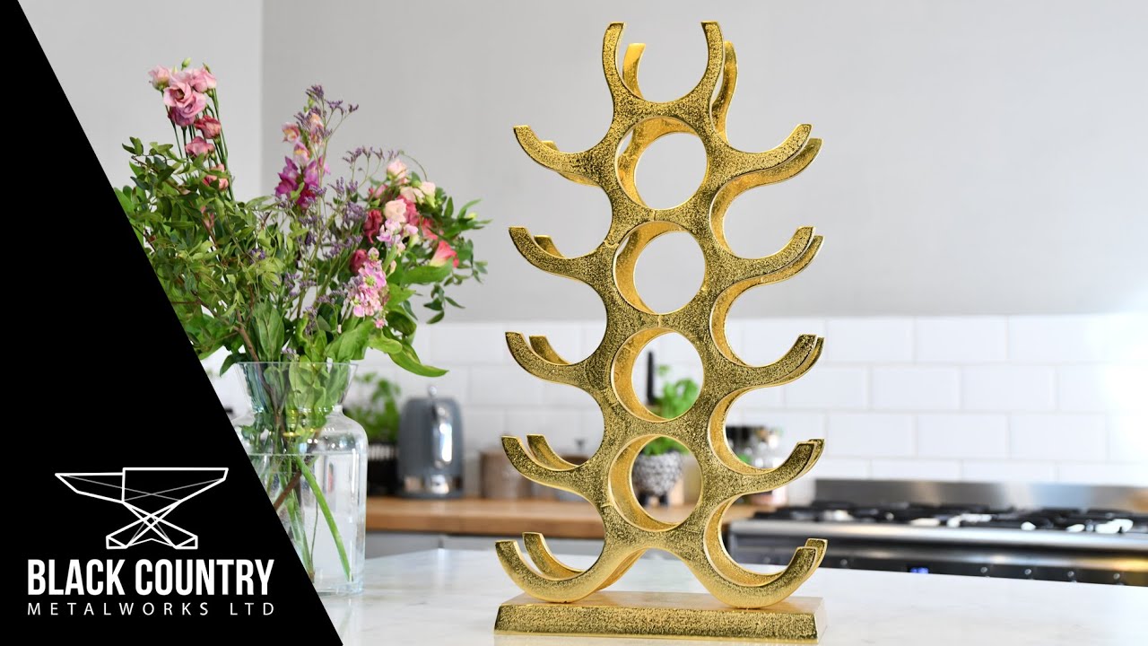 Gold 'Branches' 15 Bottle Wine Rack