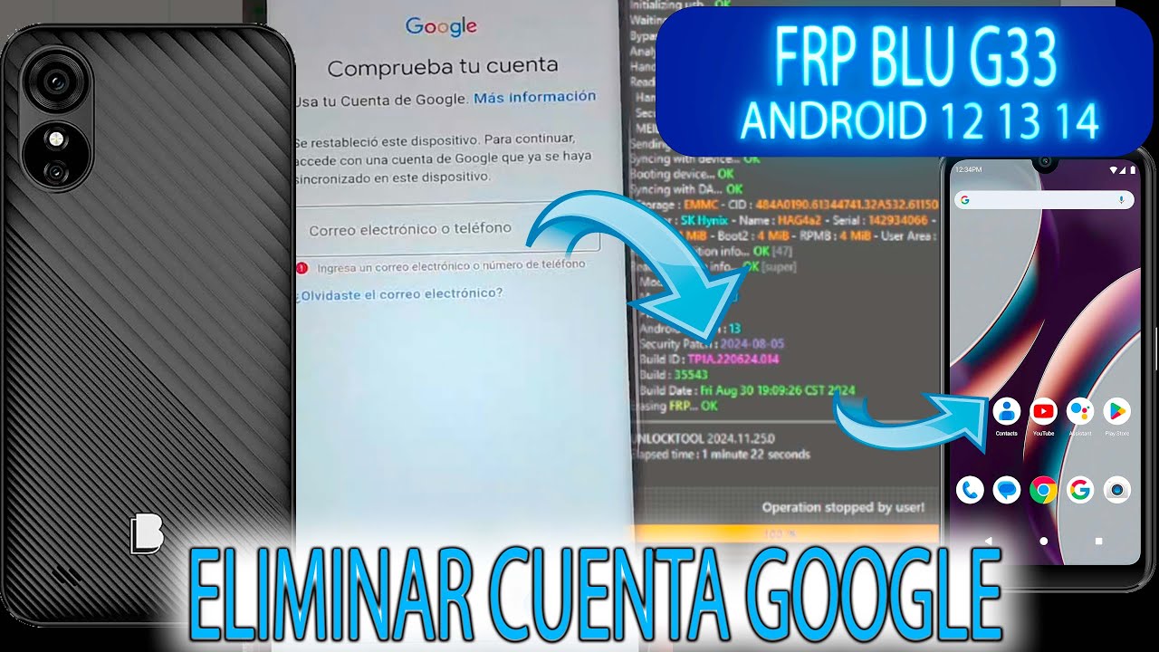 FRP BLU G33 QUITAR CUENTA GOOGLE BIEN EXPLICADO G0890U UNLOCKTOOL MEDIATEK