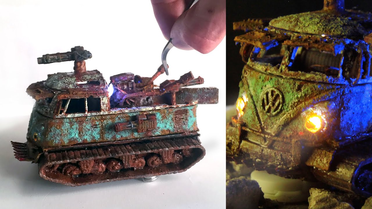 Post Apocalyptic VW Bus Tank / Zombie Stomper Diorama  Part1 / How to make