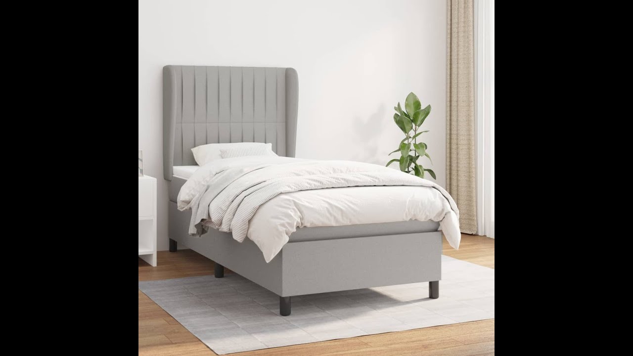 Boxspring met matras stof lichtgrijs 90x190 cm