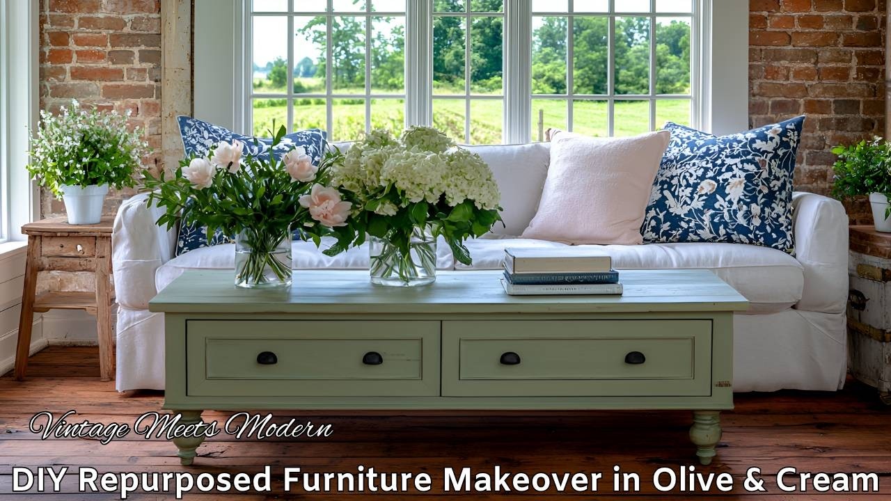 Vintage Meets Rustic Modern | Summer 2025 DIY Repurposed Furniture Makeover in Olive & Cream