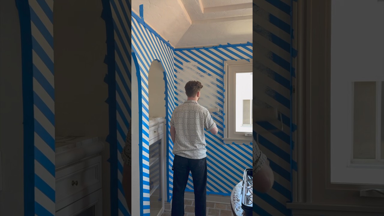 Painting Diagnol Stripes on ALL MY WALLS 😳