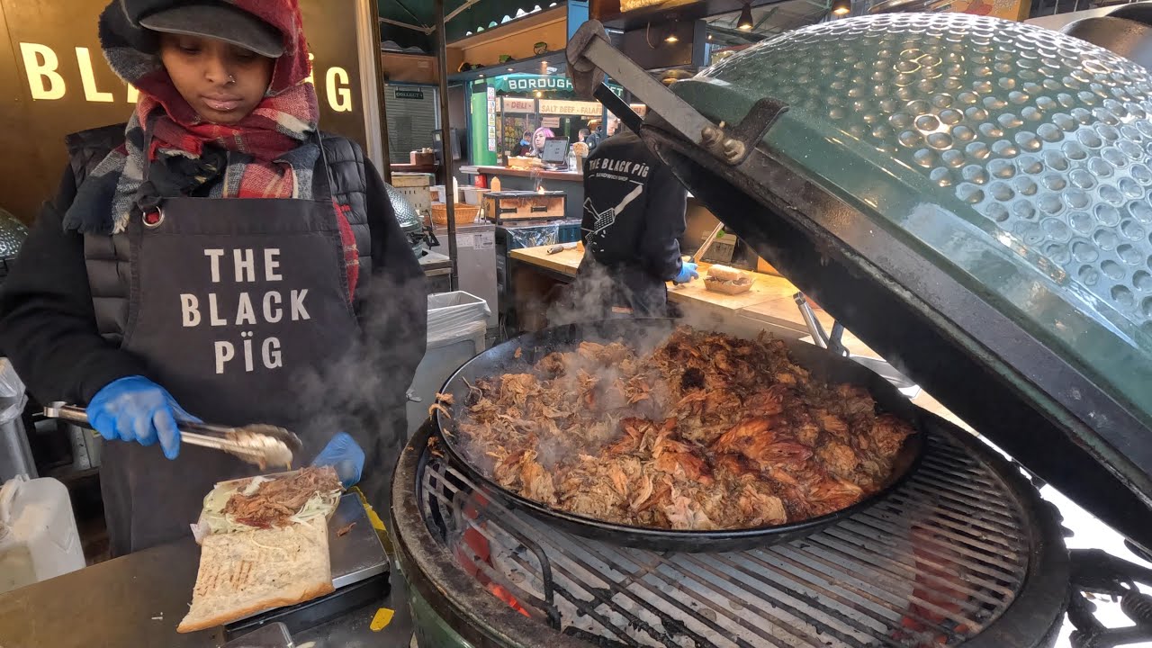 Big Sandwiches of Pulled Pork and Tons of Sauces