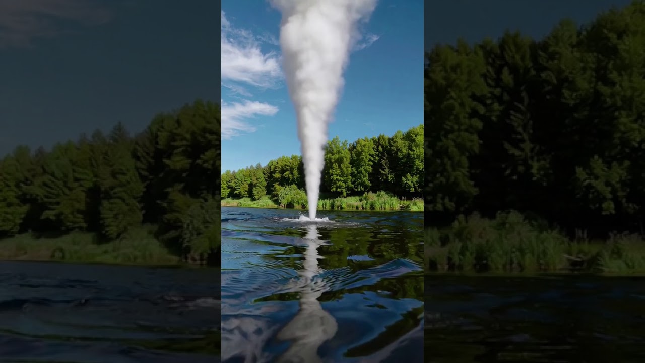 A Water Tornado Over a Lake